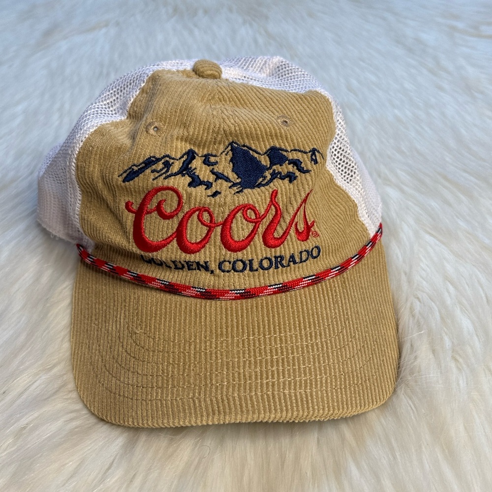 Mad Engine Coors Banquet Tan Corduroy Trucker Hat